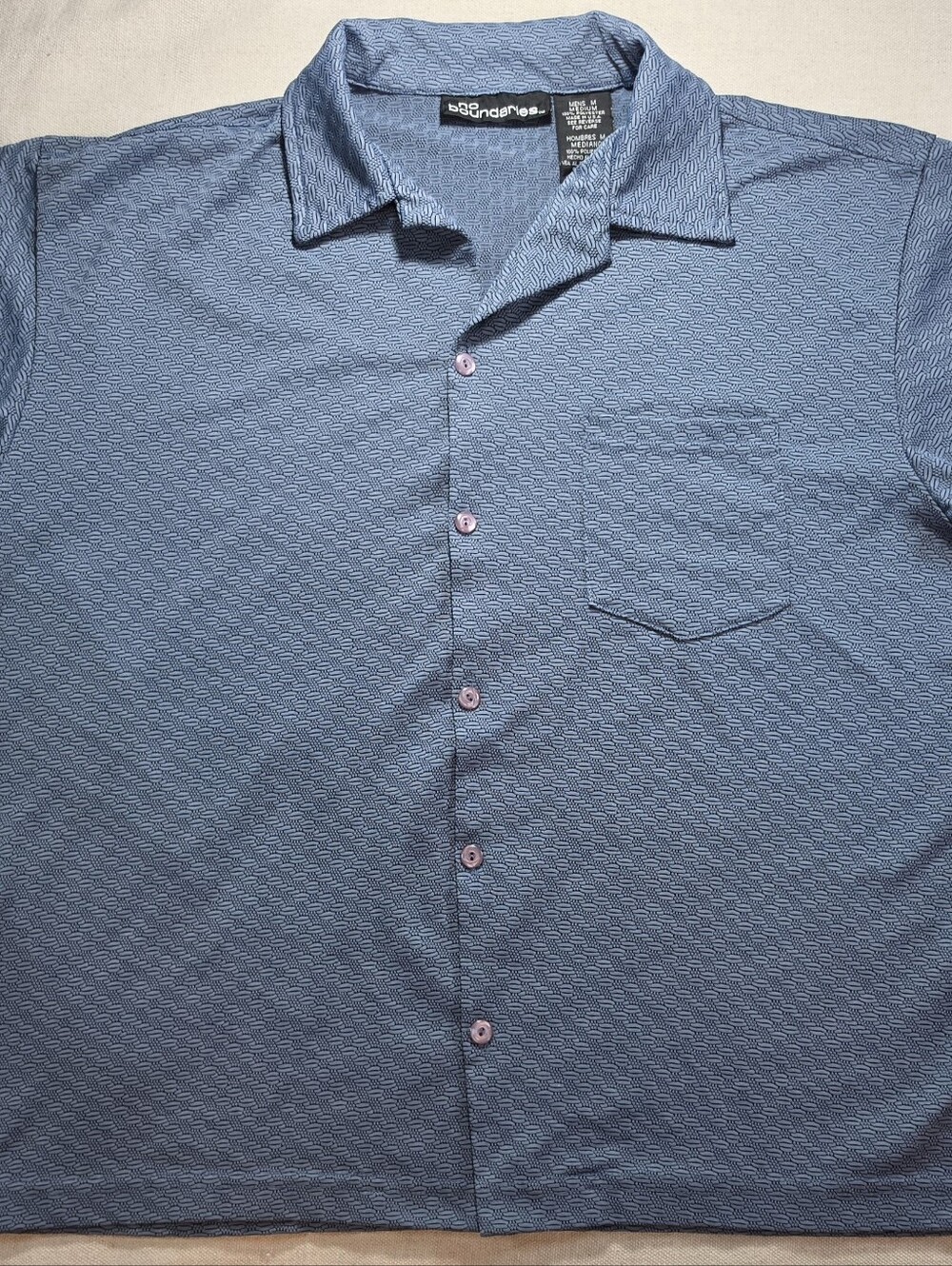 No Boundaries Light Blue Short-Sleeve Textured Button-Down Open Collar Shirt